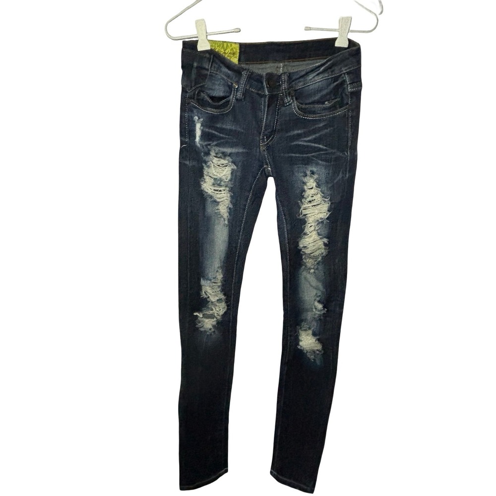 MACHINE Y2K Boutique Distressed Skinny Jeans, Size 0
